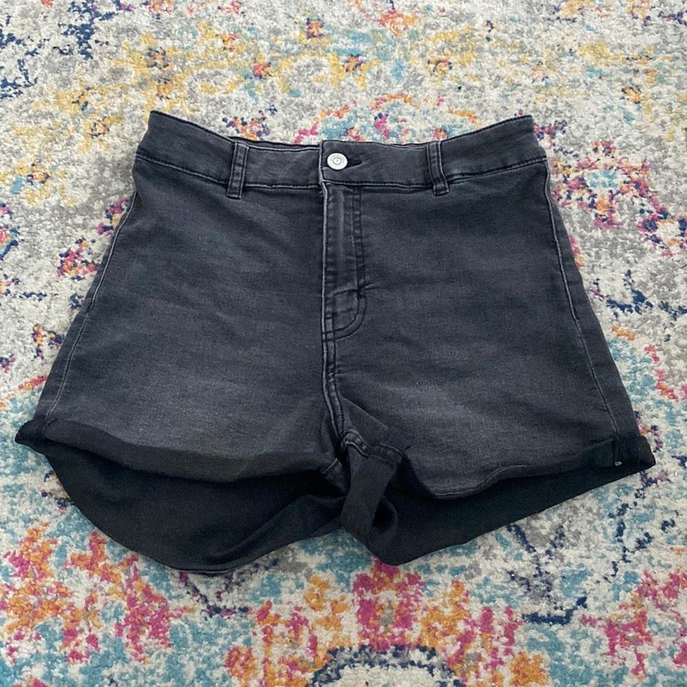 Black denim shorts